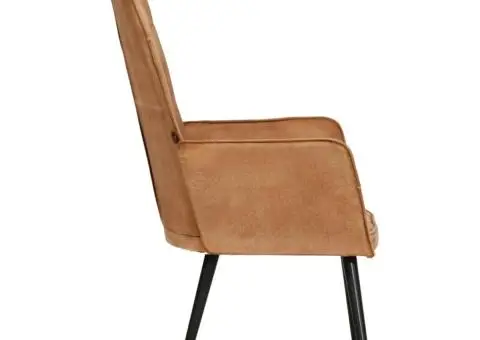 Scaun cu spătar înalt, maro, pânză - 3/5