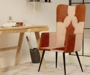 vidaXL Scaun cu spătar înalt, maro și crem, piele naturală