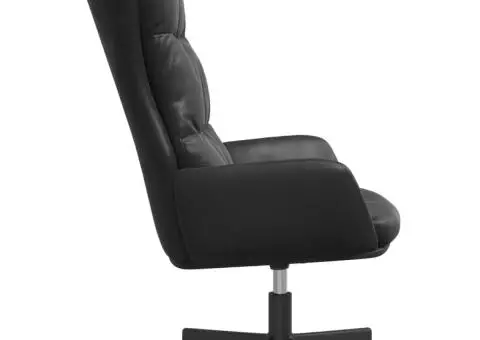 Scaun de relaxare, negru, piele ecologică - 4/5