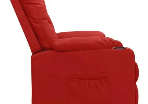 Fotoliu rabatabil, roșu vin, piele ecologică - 3/5