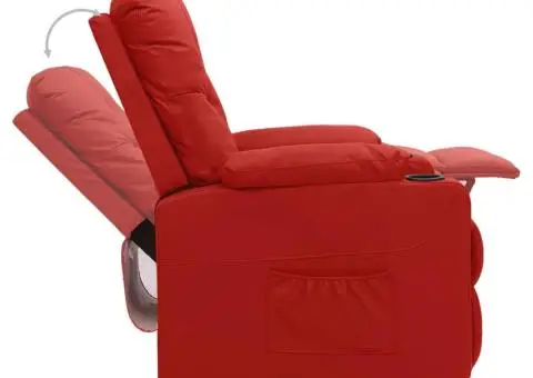 Fotoliu rabatabil, roșu vin, piele ecologică - 5/5