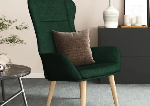 Scaun de relaxare, verde închis, material textil - 1/5