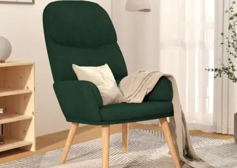 Scaun de relaxare, verde închis, material textil - 1/5