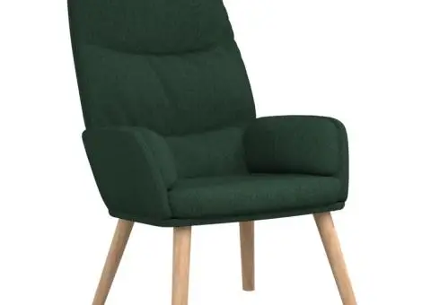 Scaun de relaxare, verde închis, material textil - 2/5