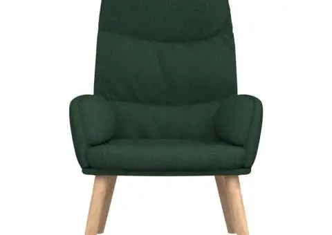 Scaun de relaxare, verde închis, material textil - 3/5