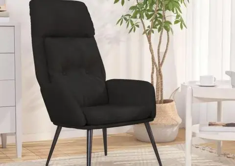 Scaun de relaxare, negru, piele întoarsă ecologică - 1/5