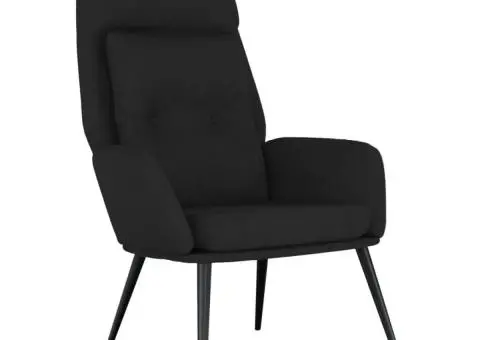 Scaun de relaxare, negru, piele întoarsă ecologică - 2/5