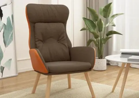 Scaun de relaxare, maro, catifea și PVC - 1/5