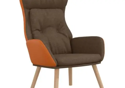 Scaun de relaxare, maro, catifea și PVC - 2/5