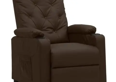 Fotoliu rabatabil, maro, piele ecologică - 1/5