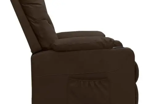 Fotoliu rabatabil, maro, piele ecologică - 3/5