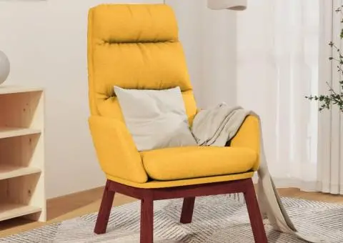 Scaun de relaxare, galben muștar, material textil - 1/5