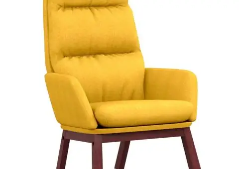 Scaun de relaxare, galben muștar, material textil - 2/5