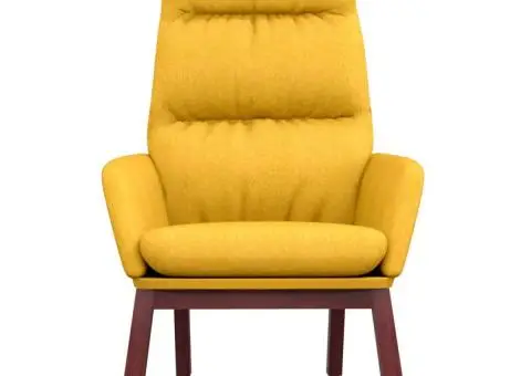 Scaun de relaxare, galben muștar, material textil - 3/5