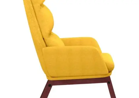 Scaun de relaxare, galben muștar, material textil - 4/5