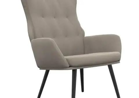 Scaun de relaxare, gri deschis, catifea - 2/5