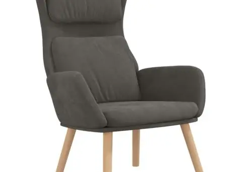 Scaun de relaxare, gri închis, catifea - 2/5