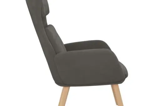 Scaun de relaxare, gri închis, catifea - 4/5