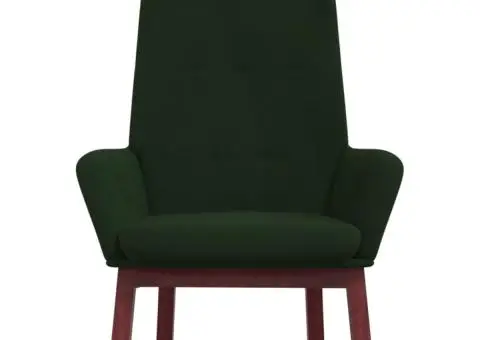 Scaun de relaxare, verde închis, catifea - 3/5