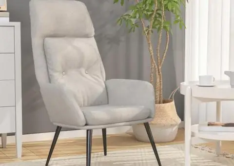 Fotoliu rabatabil, gri deschis, piele întoarsă artificială - 1/5