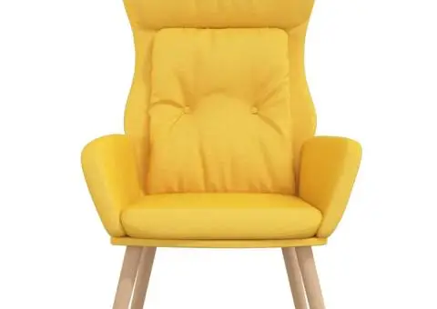 Scaun de relaxare, galben muștar, material textil - 3/5