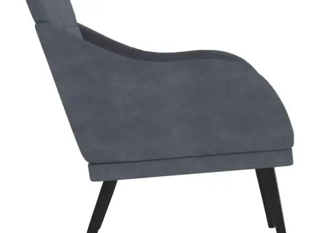 Fotoliu, gri închis, 63x76x80 cm, catifea - 3/4