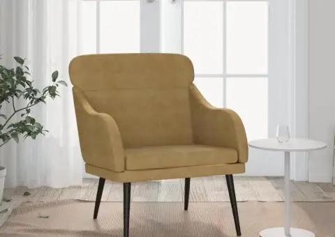 Fotoliu, maro, 63x76x80 cm, catifea - 1/5