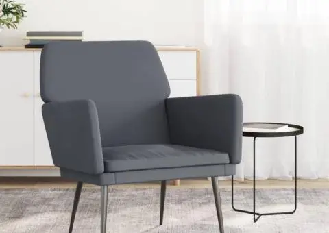 Fotoliu, gri închis, 62x79x79 cm, catifea - 1/5