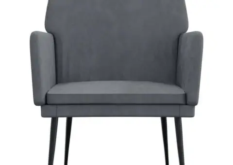Fotoliu, gri închis, 62x79x79 cm, catifea - 3/5