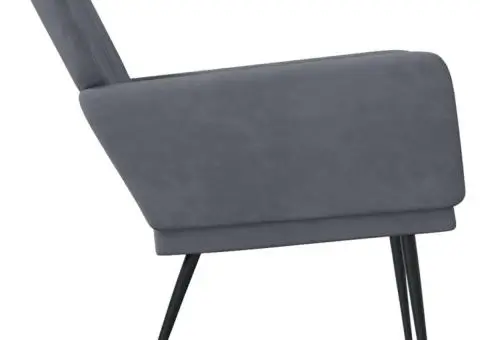 Fotoliu, gri închis, 62x79x79 cm, catifea - 4/5