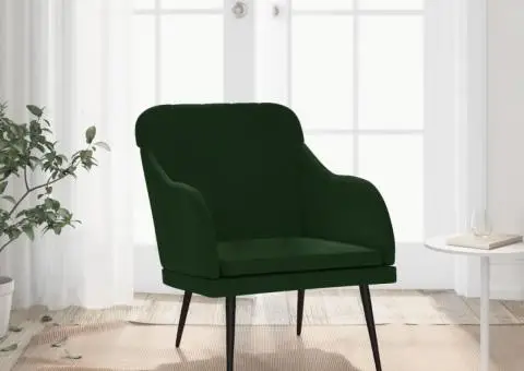 Fotoliu, verde închis, 63x76x80 cm, catifea - 1/5