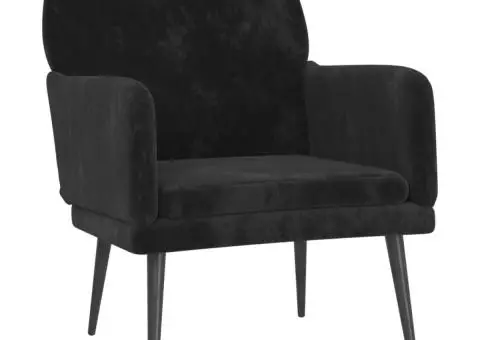 Fotoliu, negru, 62x79x79 cm, catifea - 2/5