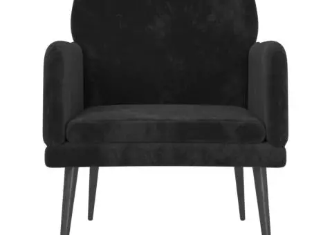 Fotoliu, negru, 62x79x79 cm, catifea - 3/5