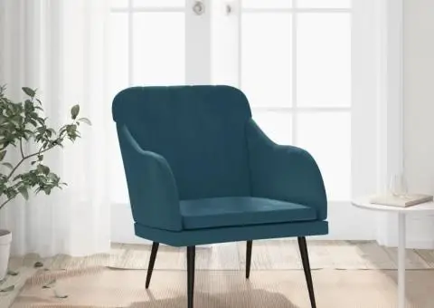 Fotoliu, albastru, 63x76x80 cm, catifea - 1/5