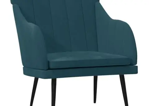 Fotoliu, albastru, 63x76x80 cm, catifea - 2/5