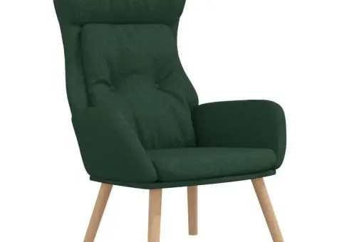 Scaun de relaxare, verde închis, material textil - 2/5