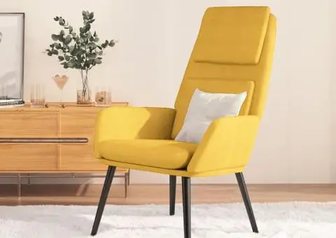 Scaun de relaxare, galben muștar, material textil - 1/5