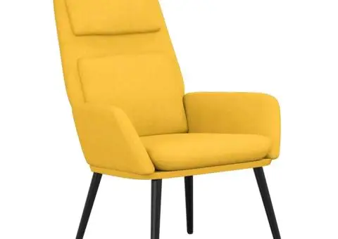 Scaun de relaxare, galben muștar, material textil - 2/5