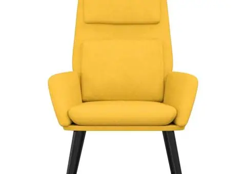 Scaun de relaxare, galben muștar, material textil - 3/5