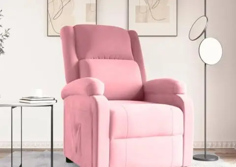 Fotoliu rabatabil, roz, catifea - 1/5