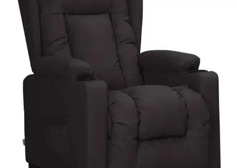 Fotoliu cu ridicare, negru, piele ecologică - 2/5