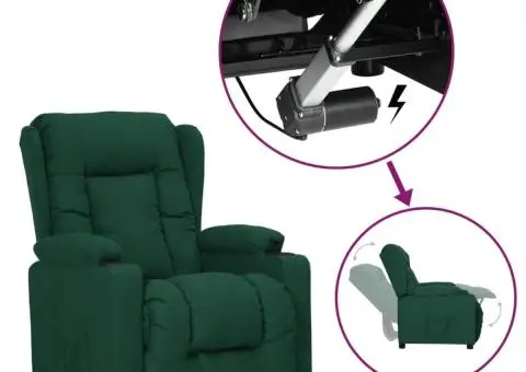 Fotoliu cu ridicare, verde închis, material textil - 1/5