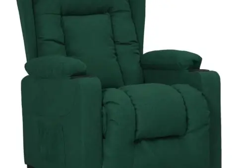 Fotoliu cu ridicare, verde închis, material textil - 2/5