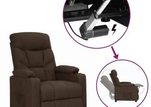 Fotoliu cu ridicare, maro închis, material textil - 1/5