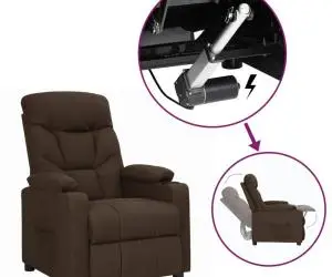 vidaXL Fotoliu cu ridicare, maro închis, material textil