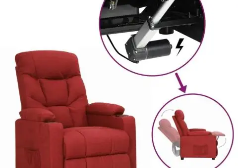 Fotoliu cu ridicare, roșu vin, material textil - 1/5