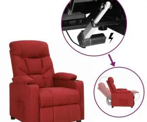 vidaXL Fotoliu cu ridicare, roșu vin, material textil