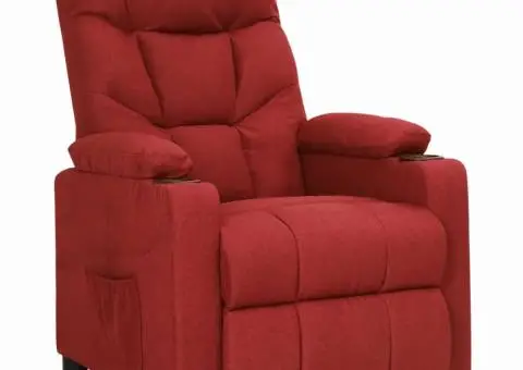 Fotoliu cu ridicare, roșu vin, material textil - 2/5