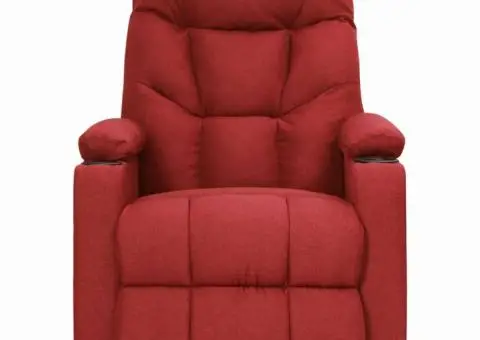 Fotoliu cu ridicare, roșu vin, material textil - 3/5