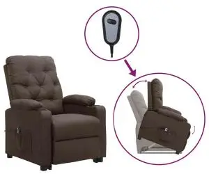 vidaXL Fotoliu cu ridicare, maro, material textil